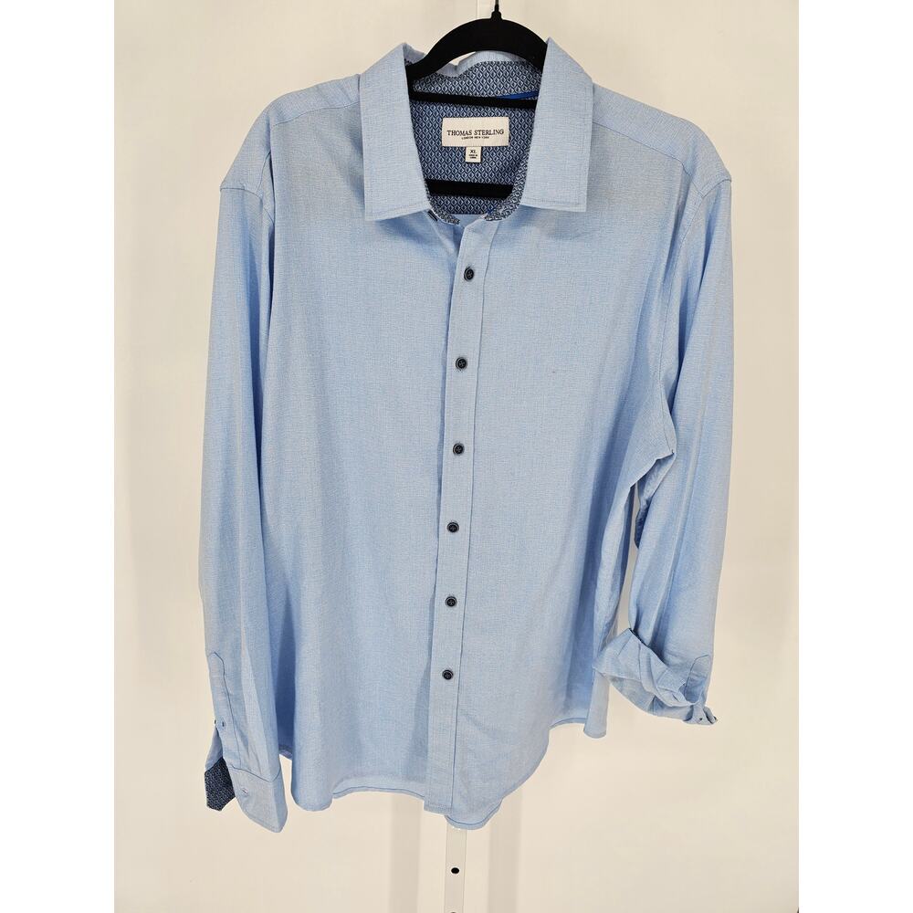 Thomas Sterling Mens Sz XL Long Sleeve Button Up Shirt Light Blue